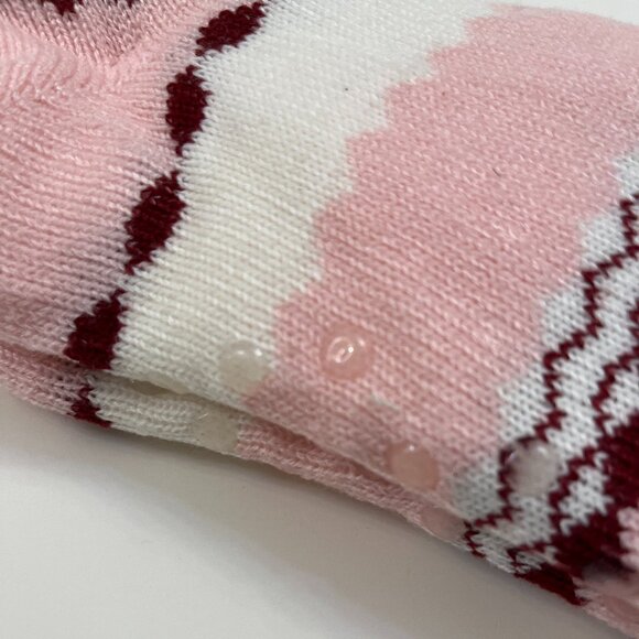 Women's Sherpa Non-Skid Heavy Socks - Pink/Red/White - NWT - Picture 5 of 7